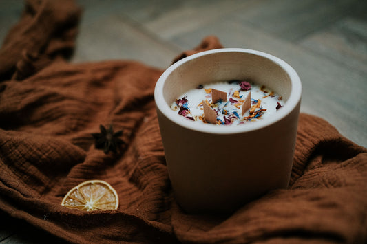 Bougie terre cuite fleurie