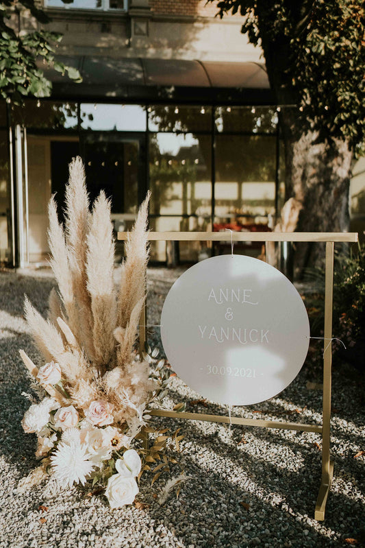 Panneau de bienvenue rond plexi blanc